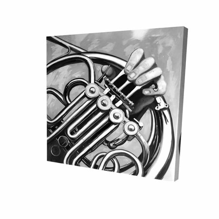 FONDO 16 x 16 in. Musician with French Horn Monochrome-Print on Canvas FO2791378